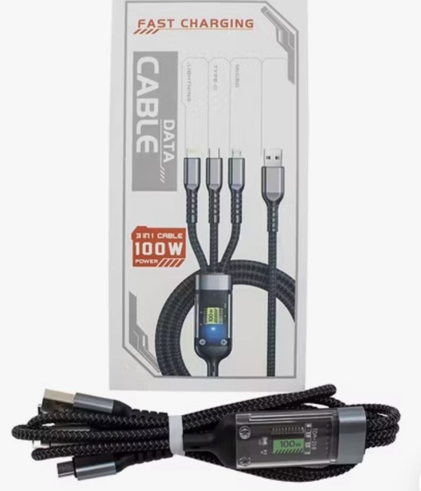 کابل شارژ سه کاره 100 وات Fast charging کابل شارژ سه کاره 100 وات Fast charging