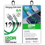 کابل شارژر میکرو سوپر فست شارژ CABLE SUPER FAST CHARGER MICRO 120W چراغدار سیلیکونی